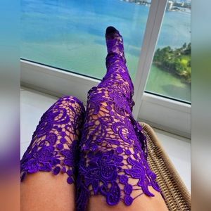 Purple lace boots